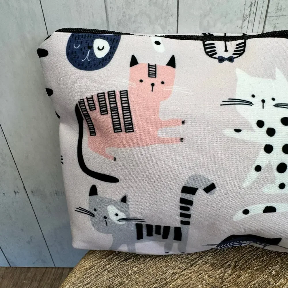 Cloth Kitty Cat Makeup Bag Pink Cosmetics Bag NEW Boho Black Cat Travel Bag